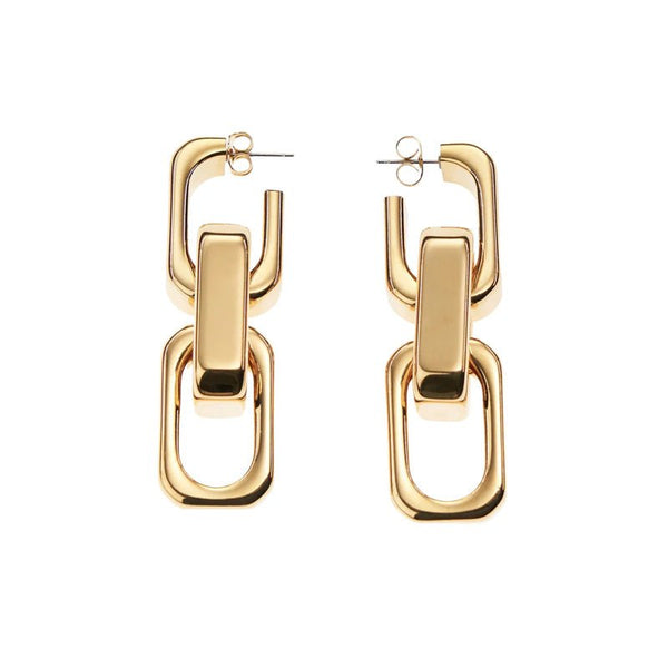 Find Big Tank Earrings Gold - Vanessa Baroni at Bungalow Trading Co.