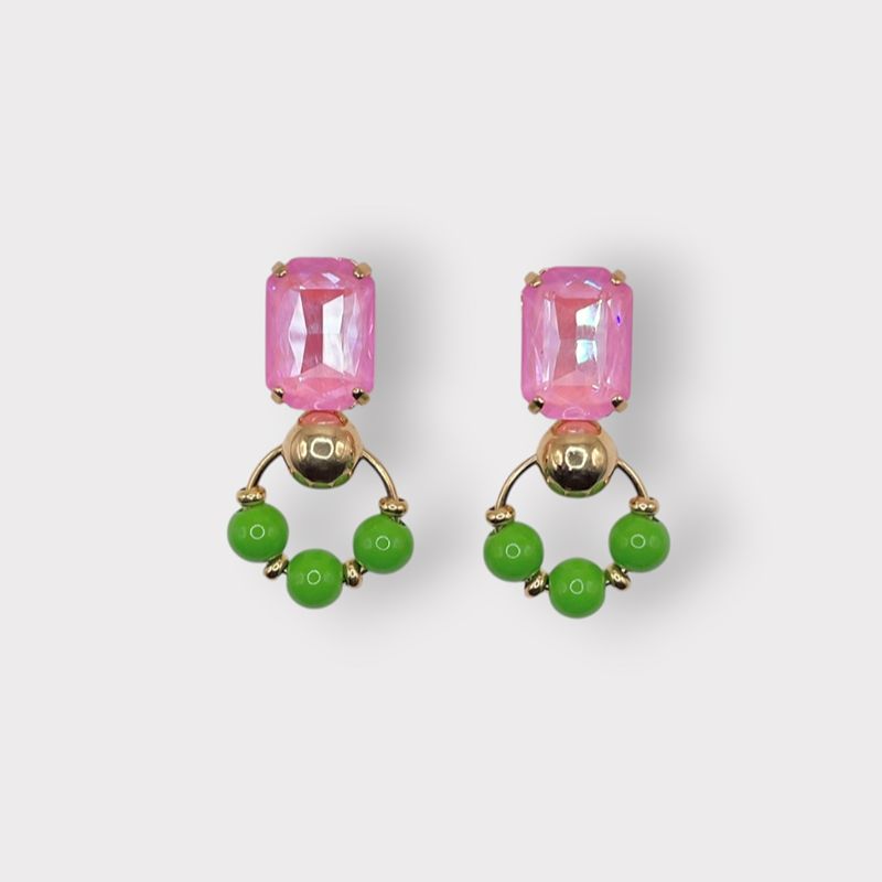 Bilboquet Short Earrings Green
