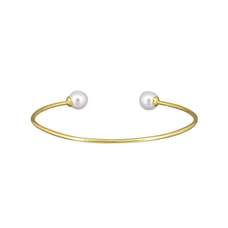 Gold and Pearl Open Bracelet