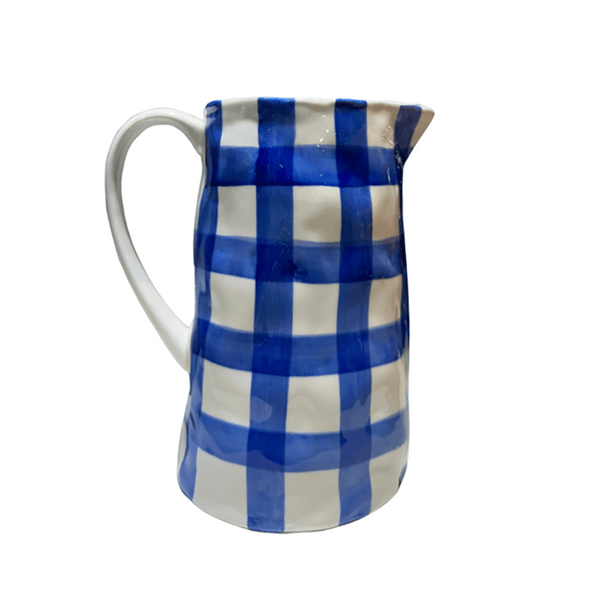 Find Blue Gingham Jug Medium - Noss at Bungalow Trading Co.