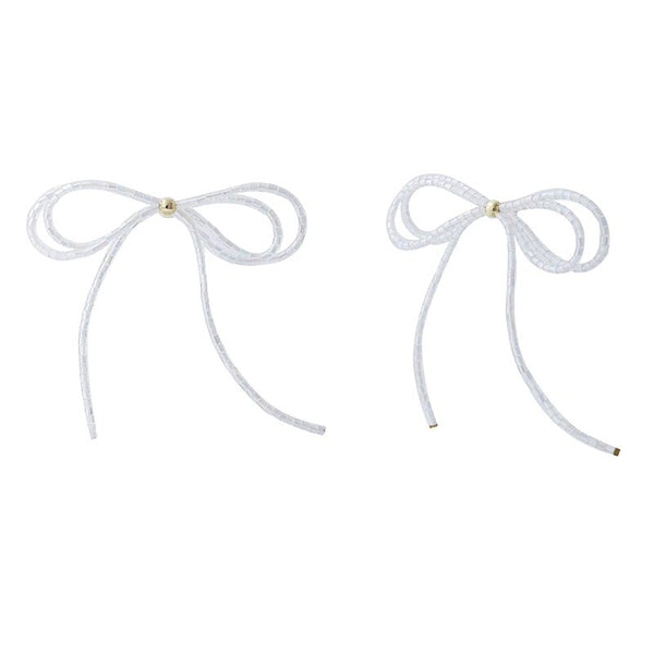 Find Blyss Bow Earrings White - Sable & Dixie at Bungalow Trading Co.