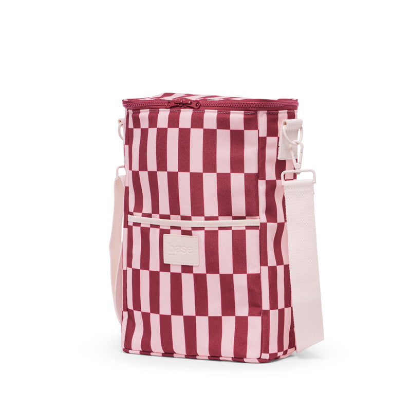 Bottle Base Bag Burgundy/Peony Check