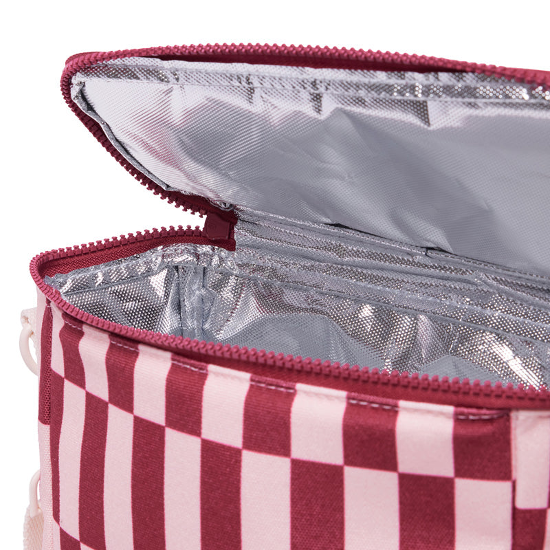 Bottle Base Bag Burgundy/Peony Check
