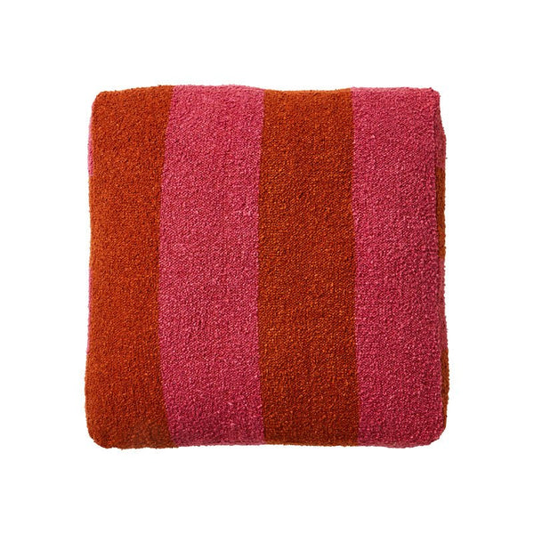 Find Boucle Wide Stripe Magenta Pouffe - PICK UP ONLY - Bonnie & Neil at Bungalow Trading Co.