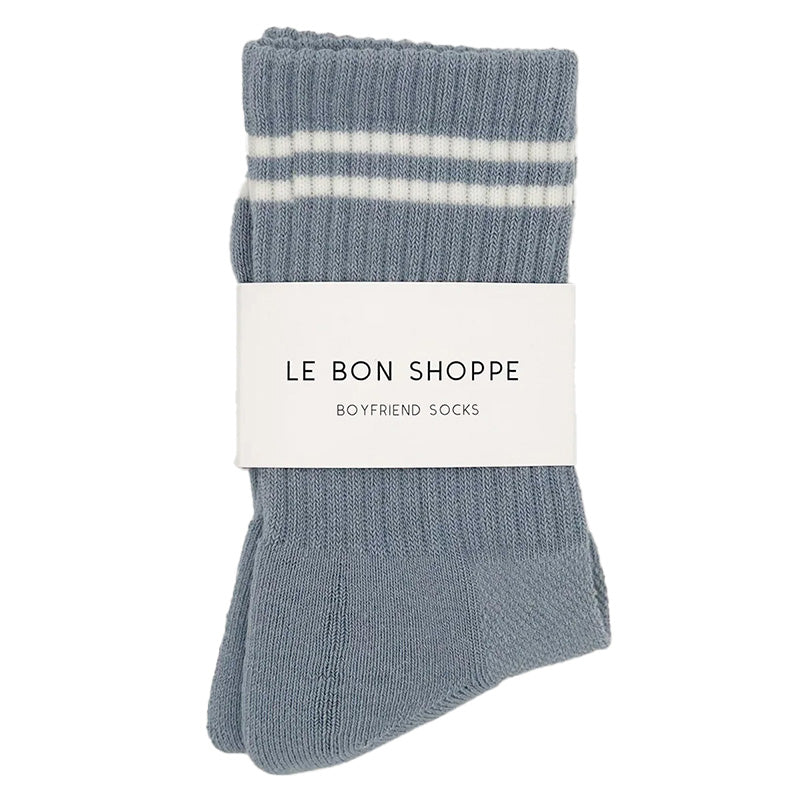 Find Boyfriend Socks Blue Grey - Le Bon Shoppe at Bungalow Trading Co.