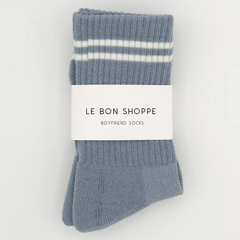 Find Boyfriend Socks Blue Grey - Le Bon Shoppe at Bungalow Trading Co.