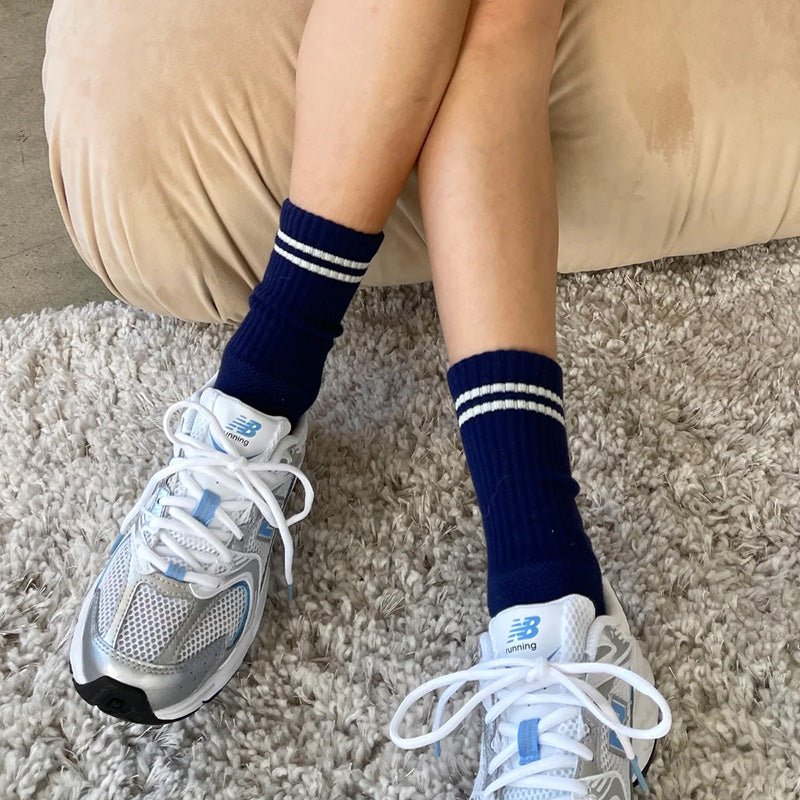 Find Boyfriend Socks Navy - Le Bon Shoppe at Bungalow Trading Co.