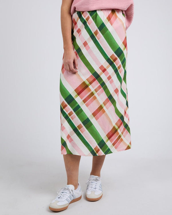 Find Bree Check Skirt - Elm at Bungalow Trading Co.