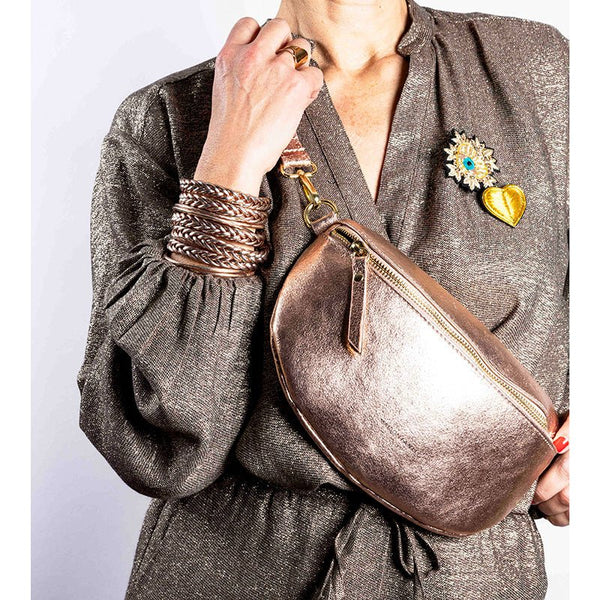 Find Bum Bag Metallic Rose - Maison Fanli at Bungalow Trading Co.