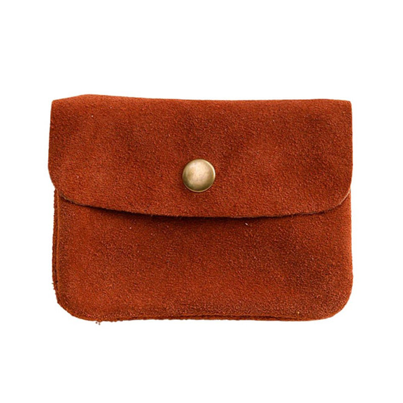 Mini Suede Wallet Dark Camel