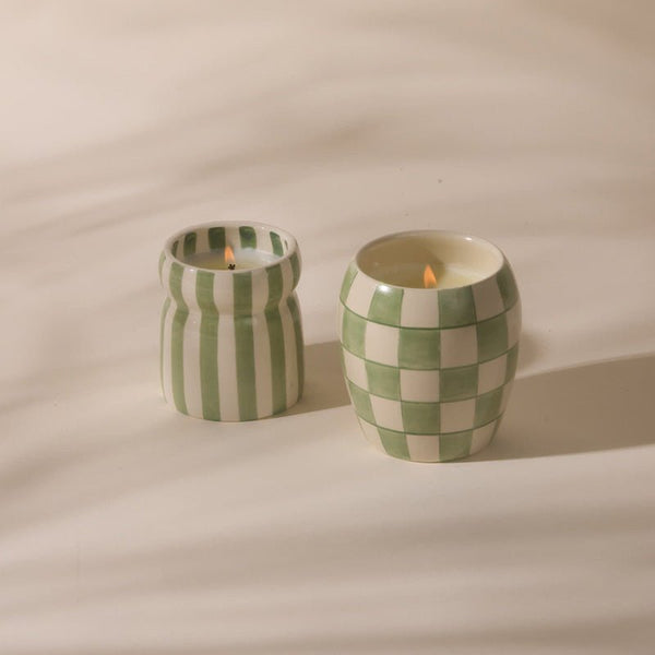 Find Cabana Sage Striped Bora Bora Candle - Designworks at Bungalow Trading Co.