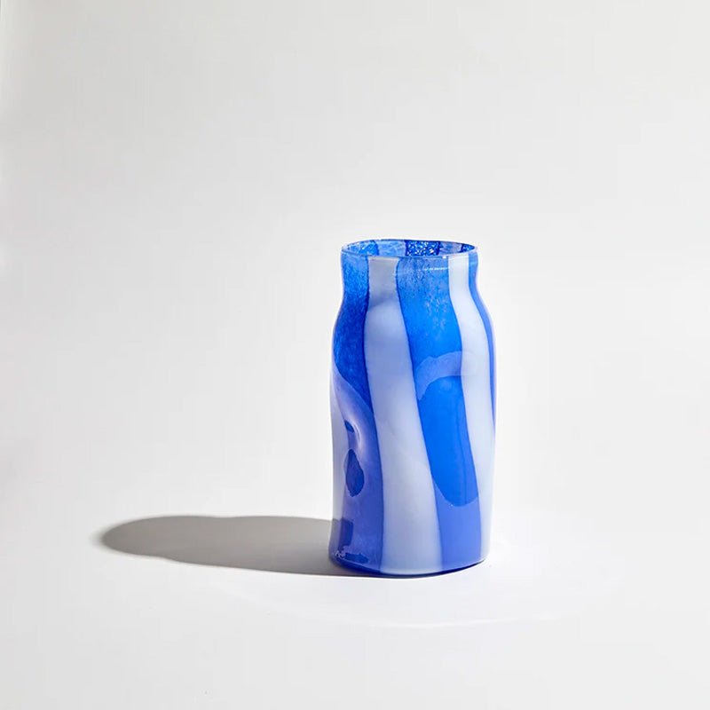 Find Candy Stripe Cylinder Vase Cobalt/White - Ben David at Bungalow Trading Co.