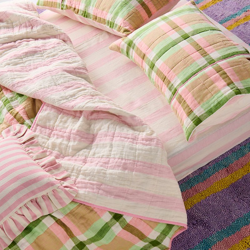 Find Candy Stripe Linen Flat Sheet - Kip & Co at Bungalow Trading Co.