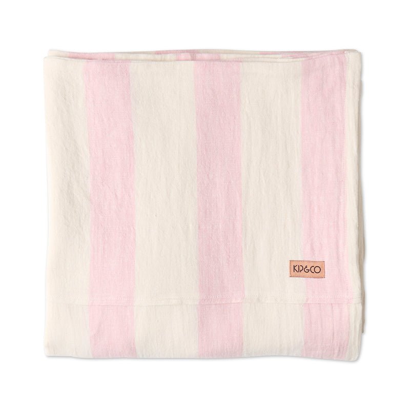 Find Candy Stripe Linen Flat Sheet - Kip & Co at Bungalow Trading Co.