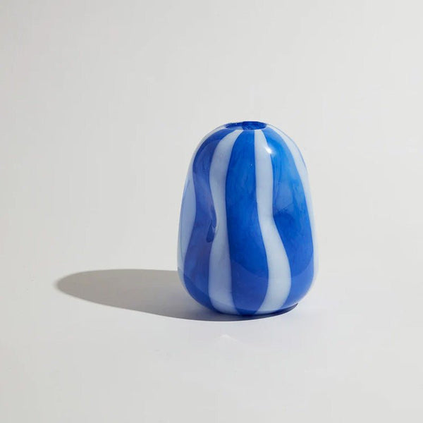 Find Candy Stripe Vase Large Cobalt/White - Ben David at Bungalow Trading Co.