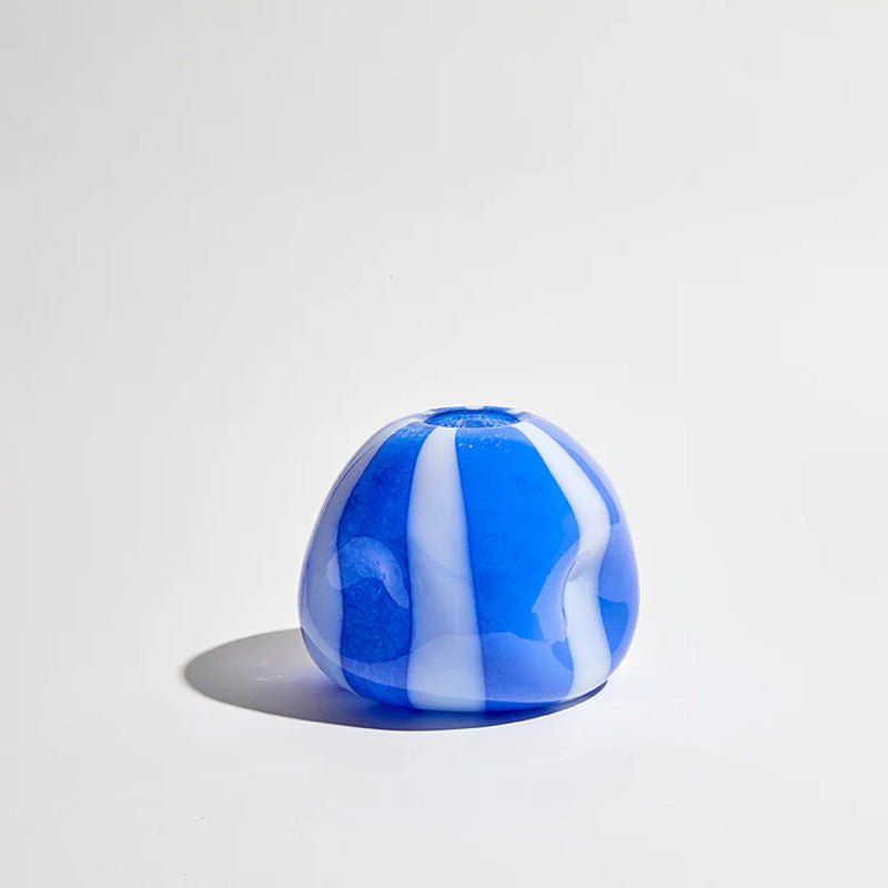 Find Candy Stripe Vase Small Cobalt/White - Ben David at Bungalow Trading Co.