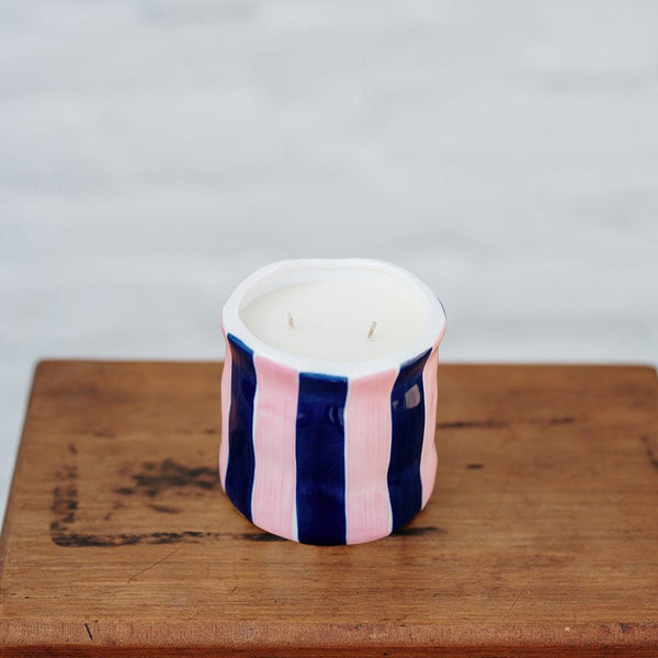 Find Caramel Vanilla Pink & Navy Candle Large - Noss at Bungalow Trading Co.