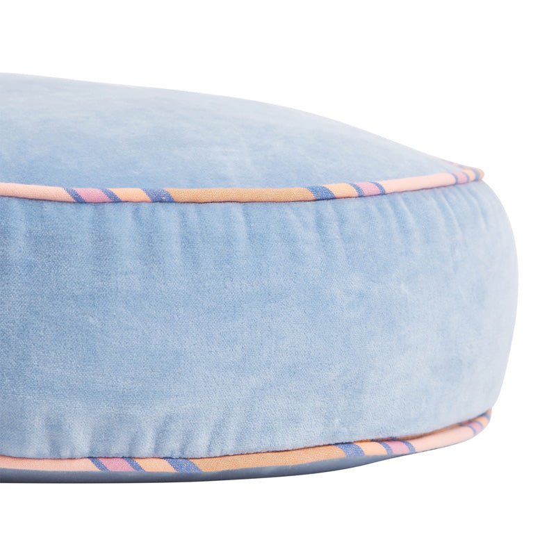 Find Castilo Round Velvet Cushion Blue Jean - Sage & Clare at Bungalow Trading Co.