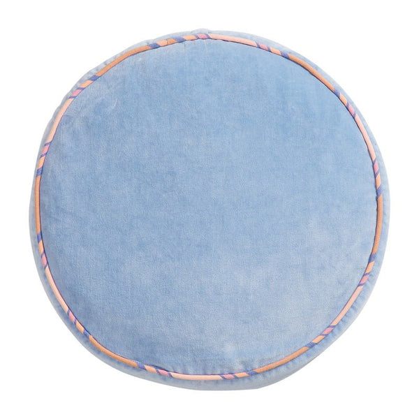 Find Castilo Round Velvet Cushion Blue Jean - Sage & Clare at Bungalow Trading Co.