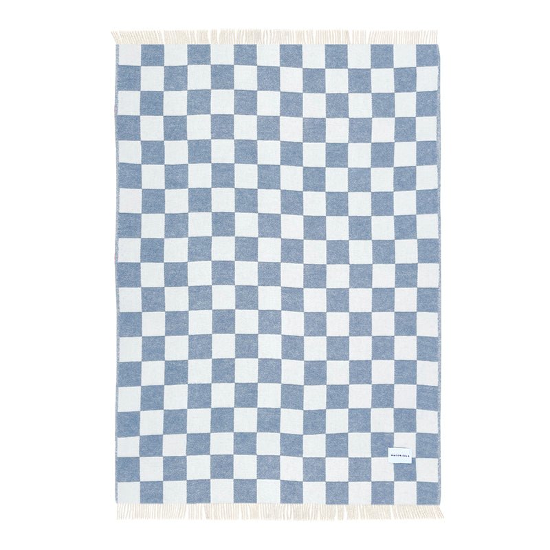 Find Checkerboard Blanket Denim/White - Maison Deux at Bungalow Trading Co.