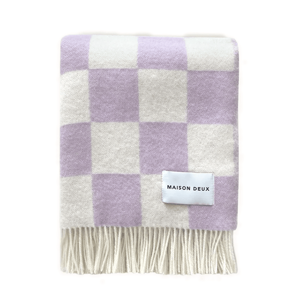 Checkerboard Blanket Lilac/White