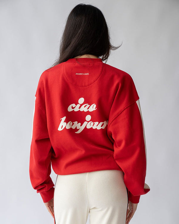 Find Ciao Bonjour Sweatshirt Cherry - Araminta James at Bungalow Trading Co.