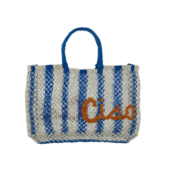 Find Ciao Lavinia Jute Bag Cobalt/Natural - The Jacksons at Bungalow Trading Co.