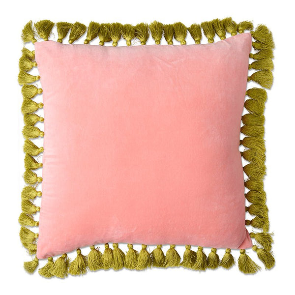 Find Citron Rose Velvet Tassel Cushion - Kip & Co at Bungalow Trading Co.