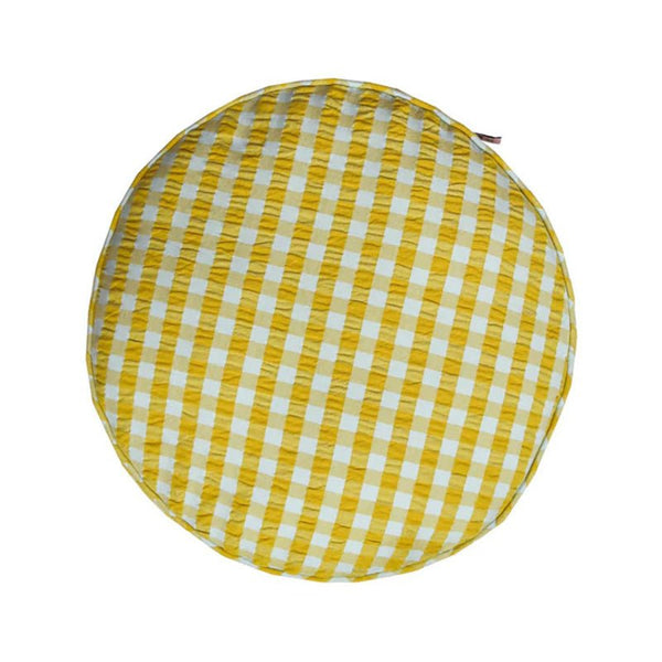 Find Citrus Seersucker Round Cushion - Mosey Me at Bungalow Trading Co.