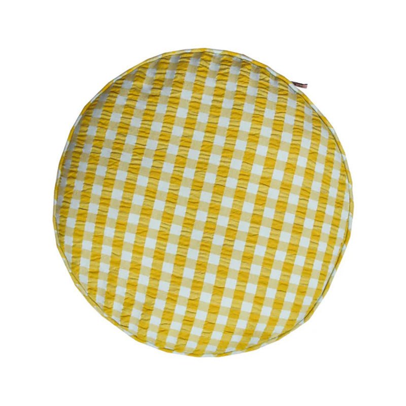 Find Citrus Seersucker Round Cushion - Mosey Me at Bungalow Trading Co.