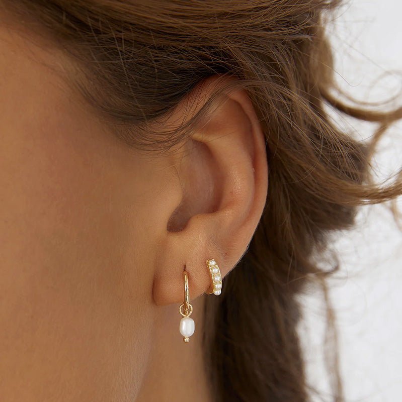 Find Cordelia Pearl Earrings Gold - Arms of Eve at Bungalow Trading Co.