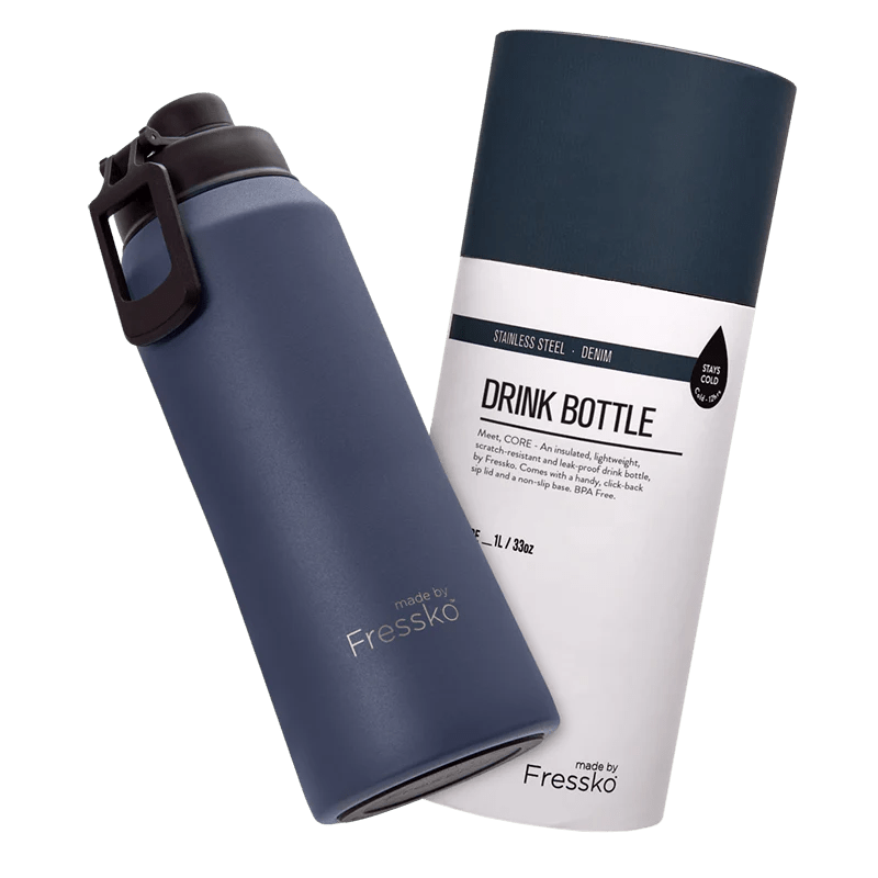 Find Core Flask Denim 1 Litre - FRESSKO at Bungalow Trading Co.