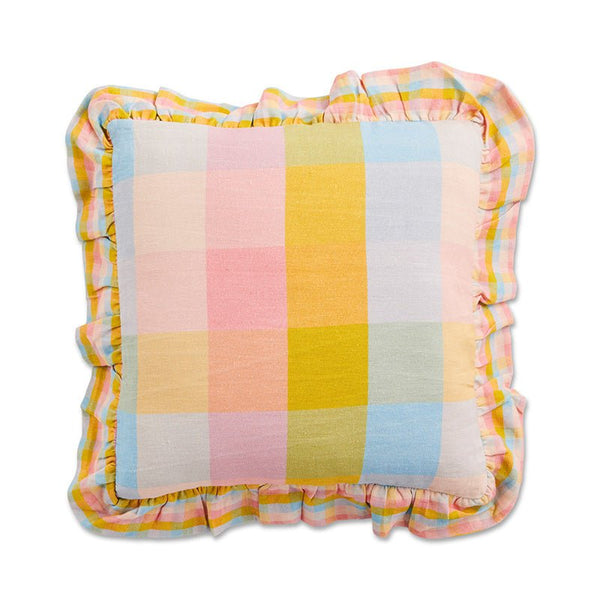 Find Corfu Tartan Frill Upholstery Cushion - Kip & Co at Bungalow Trading Co.