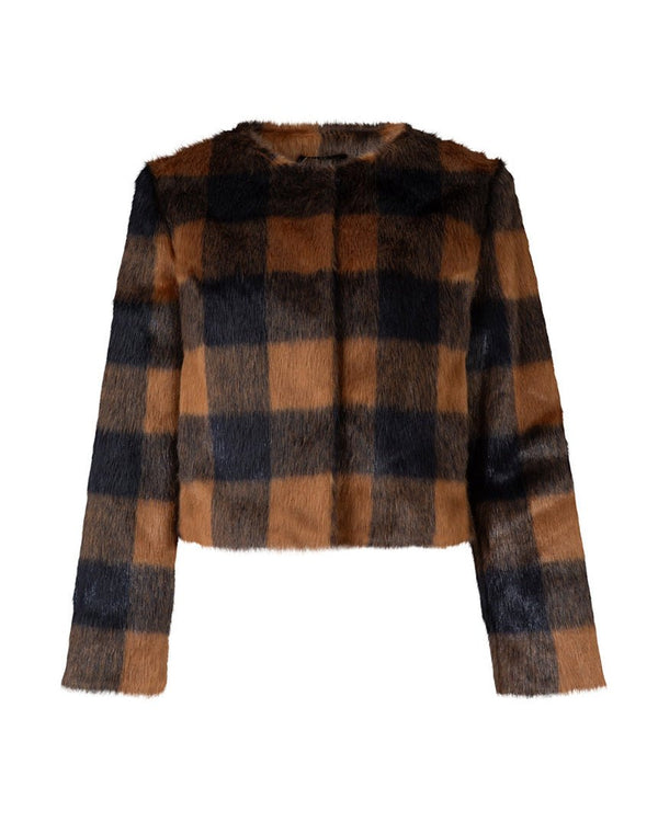 Find Crazy Fur You Jacket Navy Check - Coop by Trelise Cooper at Bungalow Trading Co.