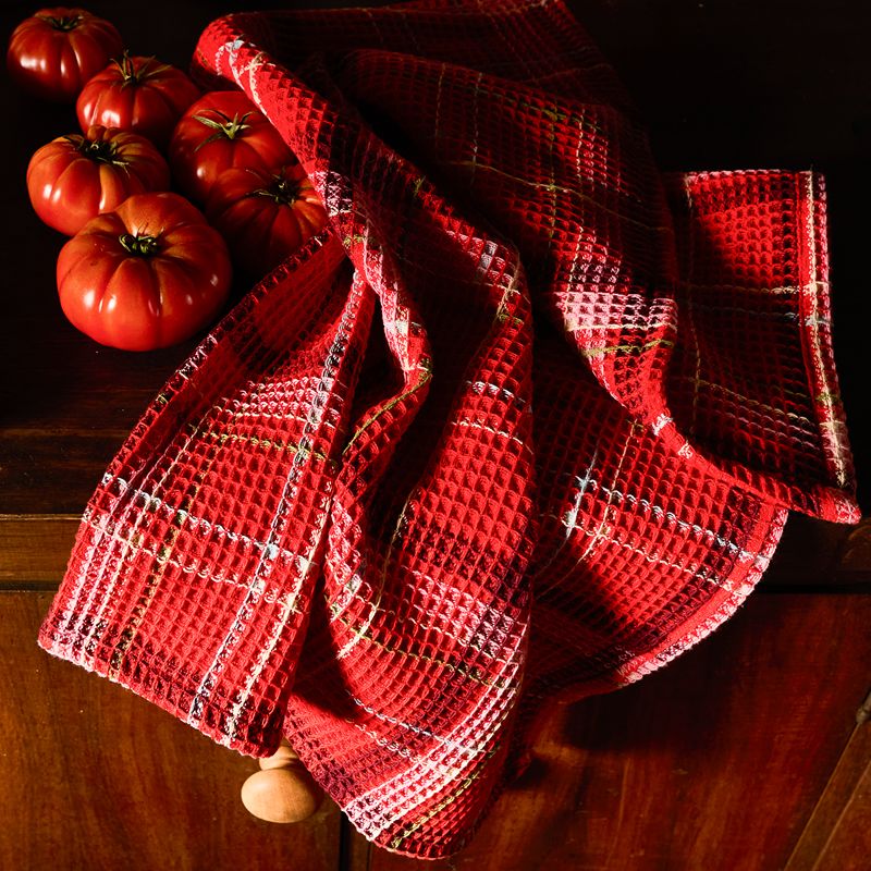 Frances Waffle Tea Towel Poppy