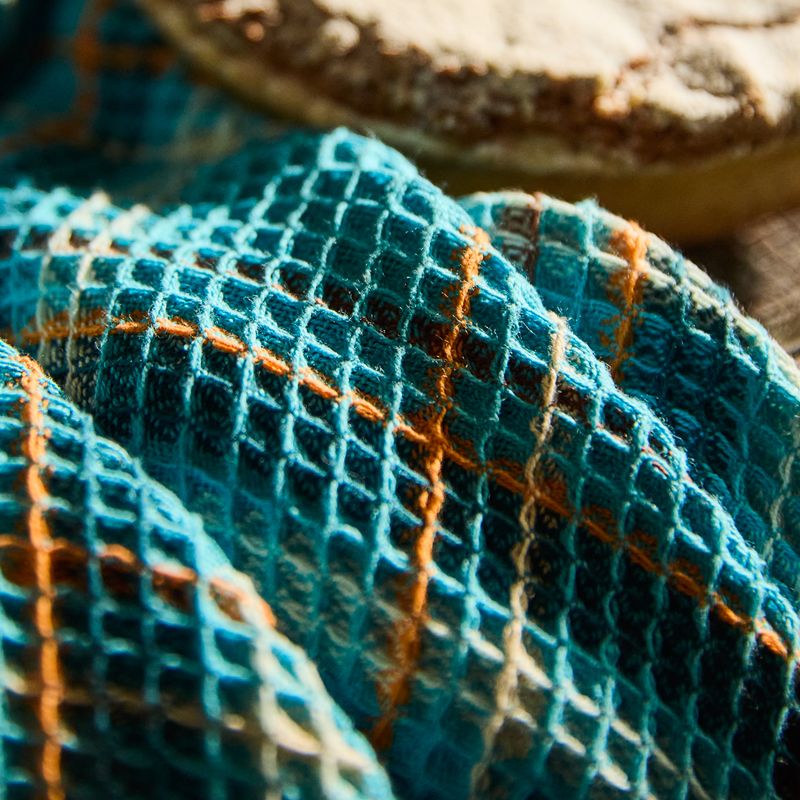 Frances Waffle Tea Towel Turquoise