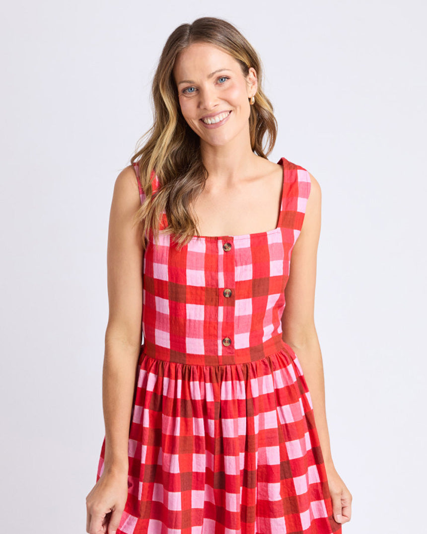 Edin Dress Poppy Check