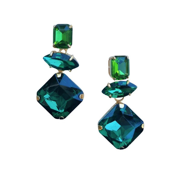 Find Ellie Gem Earrings Green - Zoda at Bungalow Trading Co.