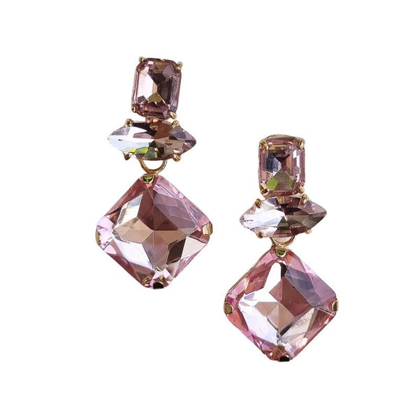 Find Ellie Gem Earrings Pink - Zoda at Bungalow Trading Co.