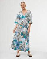 Find Ellis Dress Cyan Patchwork - Kinney at Bungalow Trading Co.