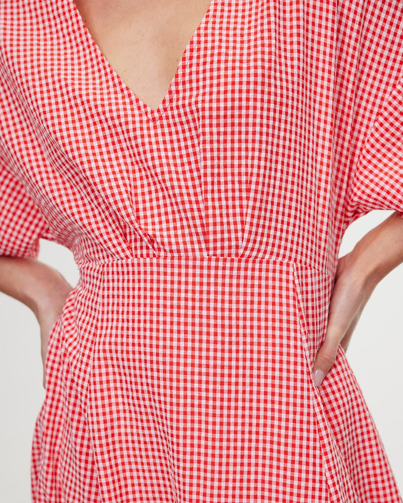 Find Ellis Dress Red Gingham - Kinney at Bungalow Trading Co.