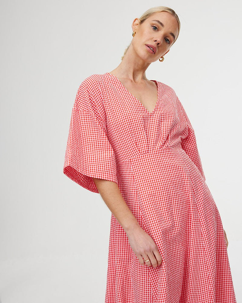 Find Ellis Dress Red Gingham - Kinney at Bungalow Trading Co.