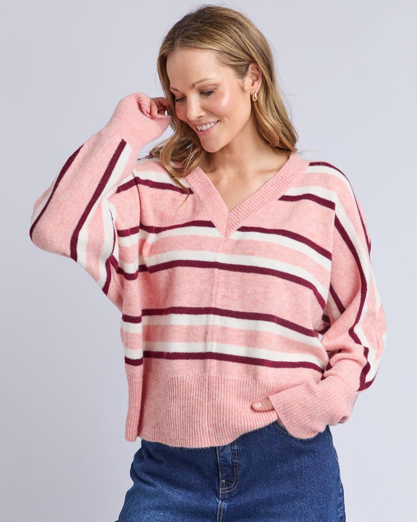 Elsa Stripe Knit Rose