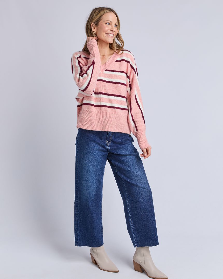 Elsa Stripe Knit Rose