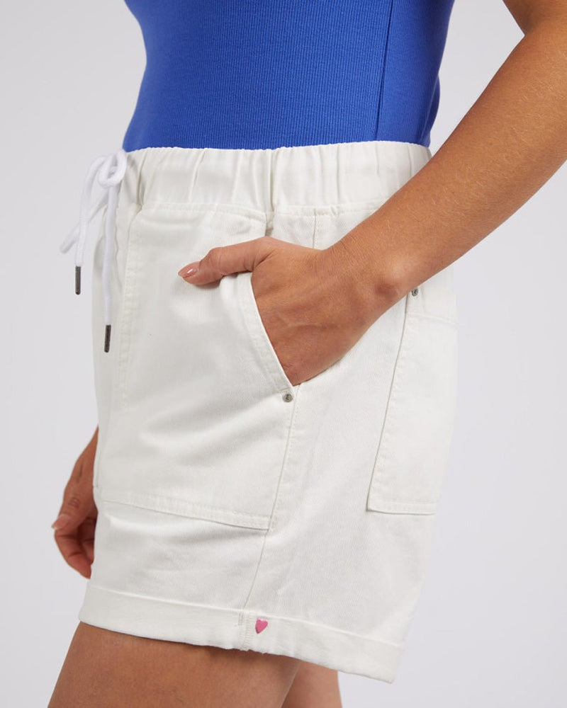 Find Emma Relaxed Denim Short White - Elm at Bungalow Trading Co.