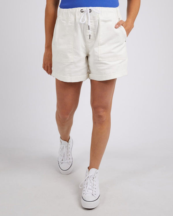 Find Emma Relaxed Denim Short White - Elm at Bungalow Trading Co.