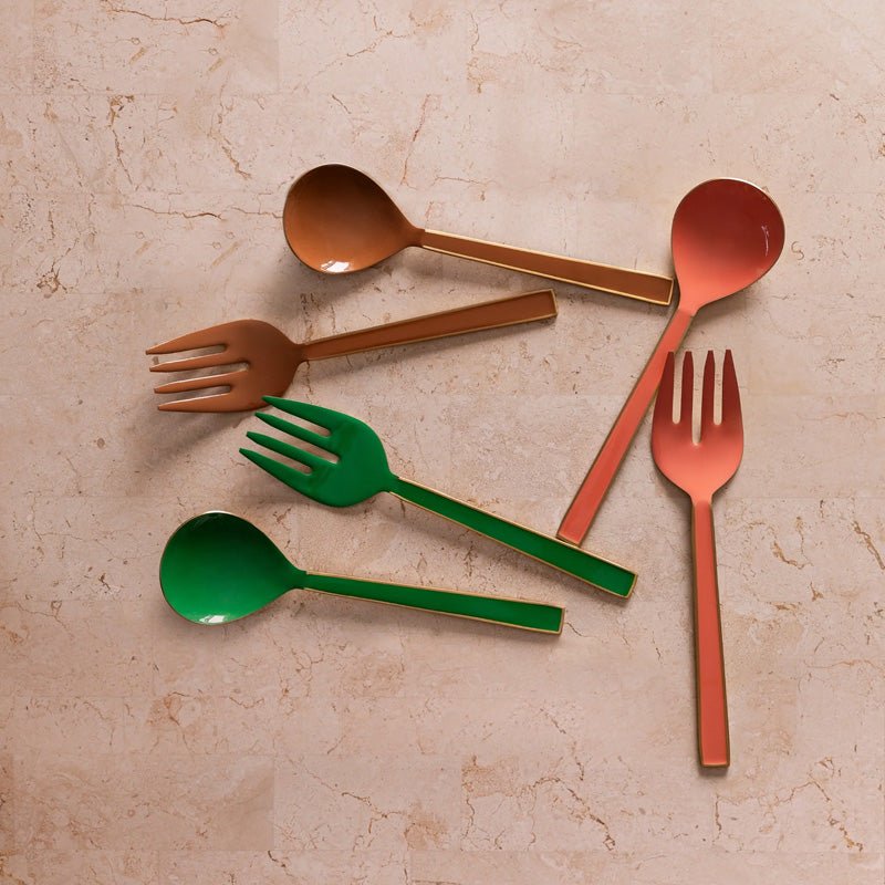 Find Enamel Emerald Salad Servers Set of 2 - Bonnie & Neil at Bungalow Trading Co.