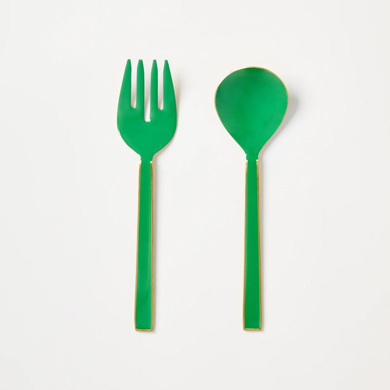 Find Enamel Emerald Salad Servers Set of 2 - Bonnie & Neil at Bungalow Trading Co.