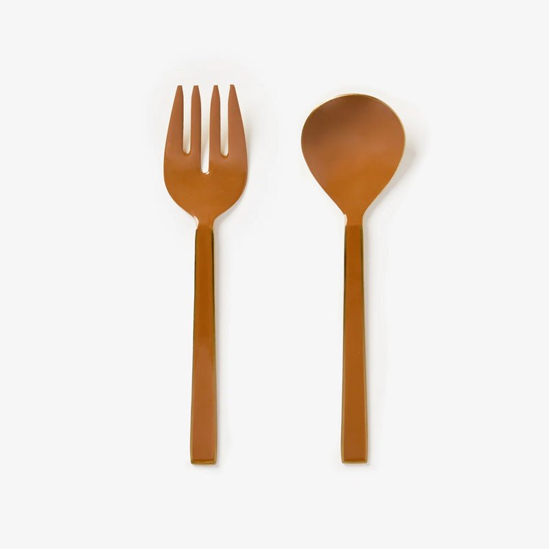 Find Enamel Tan Salad Servers Set of 2 - Bonnie & Neil at Bungalow Trading Co.