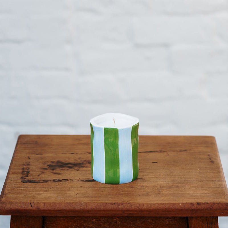 Find English Pear Blue & Green Candle Medium - Noss at Bungalow Trading Co.